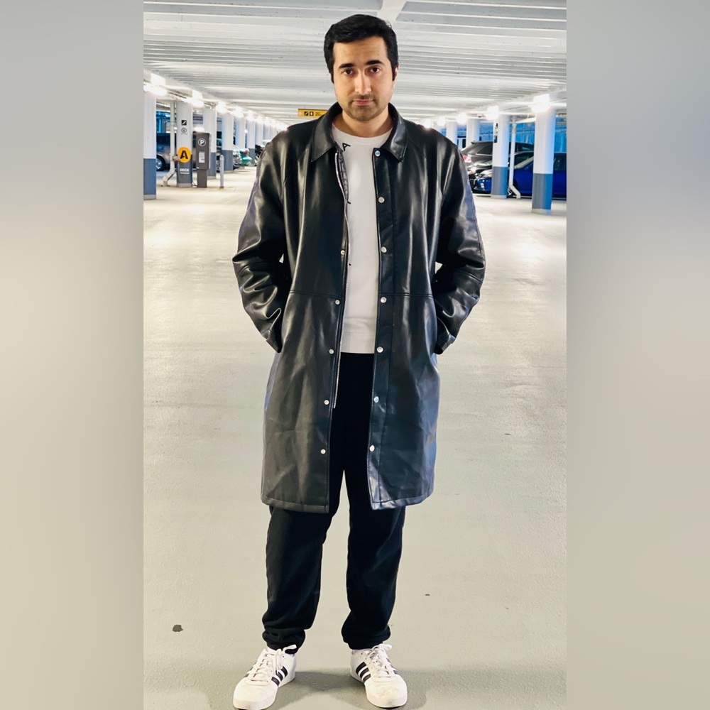FAUX LEATHER SINGLE BREASTED ZIP MAC Jacket imported from Britian